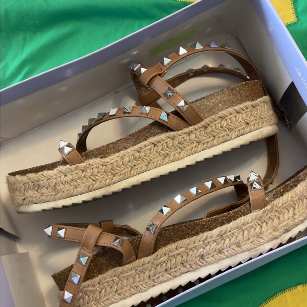 Madden Girl Brown Studded Platform Sandals
